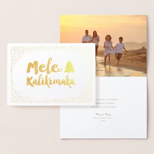 Mele Kalikimaka Confetti Chic Weihnachts-Foto Folienkarte (Anzeige)