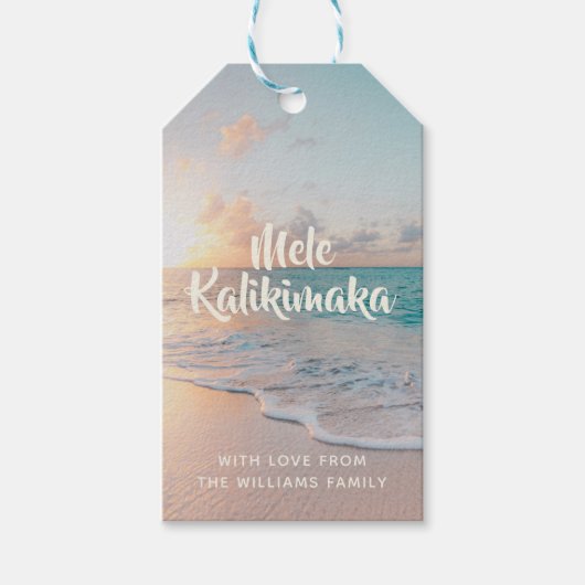 Mele Kalikimaka Custom Tropical Beach Christmas Geschenkanhänger (Vorderseite)