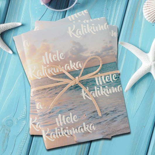 Mele Kalikimaka Custom Tropical Beach Christmas Geschenkpapier Set