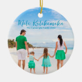 Mele Kalikimaka Family Beach Foto 2023 Weihnachten Keramik Ornament (Vorne)