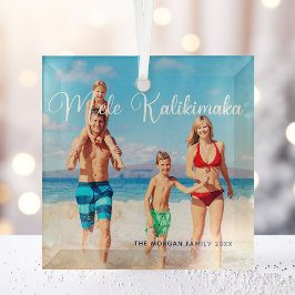 Mele Kalikimaka Family Foto Weihnachten 2022 Ornament Aus Glas