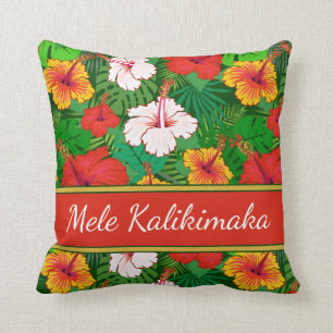 Mele Kalikimaka farbenfrohe hawaiianische Blume Ur Kissen