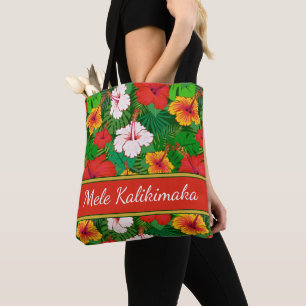 Mele Kalikimaka farbenfrohe hawaiianische Blume Ur Tasche