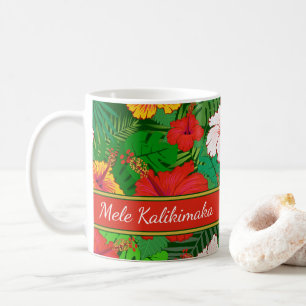 Mele Kalikimaka farbenfroher hawaiianischer Blumen Kaffeetasse