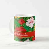 Mele Kalikimaka farbenfroher hawaiischer Blumenurl Kaffeetasse (Vorderseite Links)