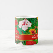 Mele Kalikimaka farbenfroher hawaiischer Blumenurl Kaffeetasse (Mittel)