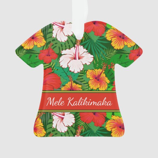 Mele Kalikimaka farbenfroher hawaiischer Blumenurl Ornament (Vorderseite)