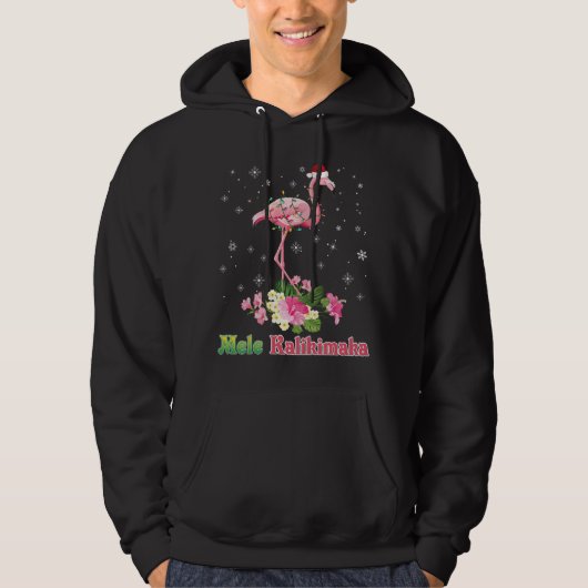 Mele Kalikimaka Flamingo Santa Christmas Merry Hoodie (Vorderseite)