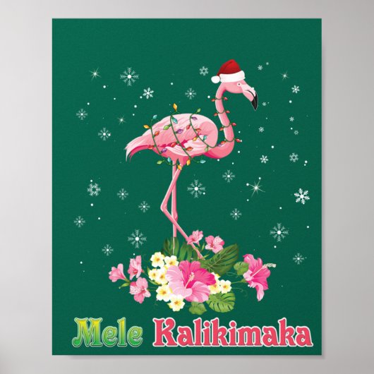 Mele Kalikimaka Flamingo Santa Christmas Merry Poster (Vorne)