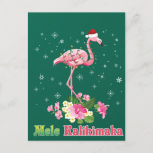 Mele Kalikimaka Flamingo Santa Christmas Merry Postkarte