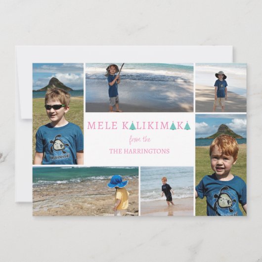 Mele Kalikimaka Foto Collage Card für Weihnachten (Vorderseite)