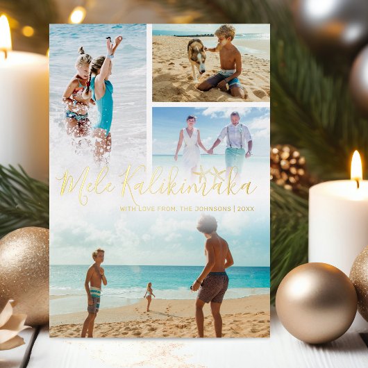 Mele Kalikimaka Foto Collage Folien Feiertagskarte