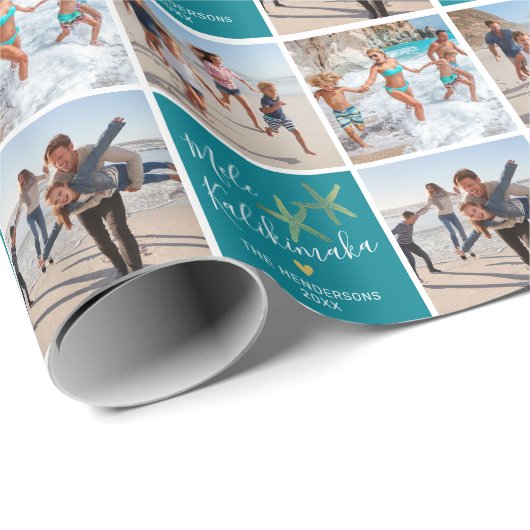 Mele Kalikimaka Foto Collage Geschenkpapier (Rolleneckpunkt)