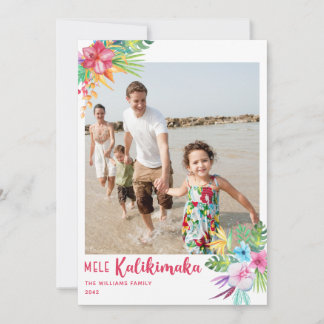 Mele Kalikimaka Foto für tropische Blume Feiertagskarte
