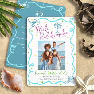 Mele Kalikimaka Foto Teal Handgezeichnetes Weihnac Feiertagskarte