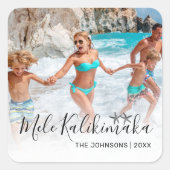 Mele Kalikimaka Foto Weihnachten Quadratischer Aufkleber (Vorderseite)