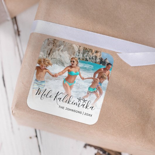 Mele Kalikimaka Foto Weihnachten Quadratischer Aufkleber