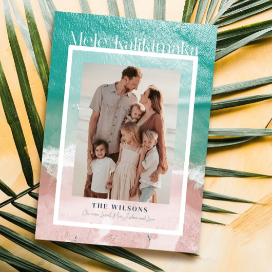 Mele Kalikimaka Fotokarte für den tropischen Ozean Einladung