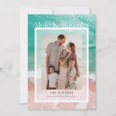 Mele Kalikimaka Fotokarte für den tropischen Ozean Einladung (Vorderseite)