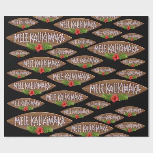 Mele Kalikimaka - Frohe Weihnachts-Surfboard Hawai Geschenkpapier (Flach)