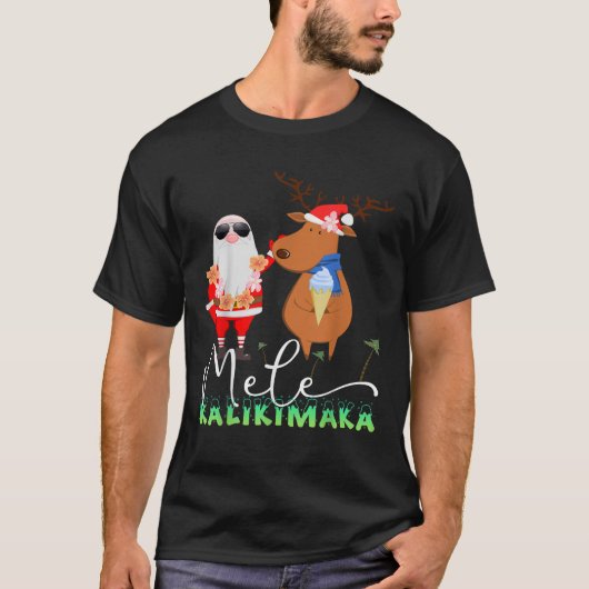 Mele Kalikimaka Funny Christmas Retro Santa Reinde T-Shirt (Vorderseite)