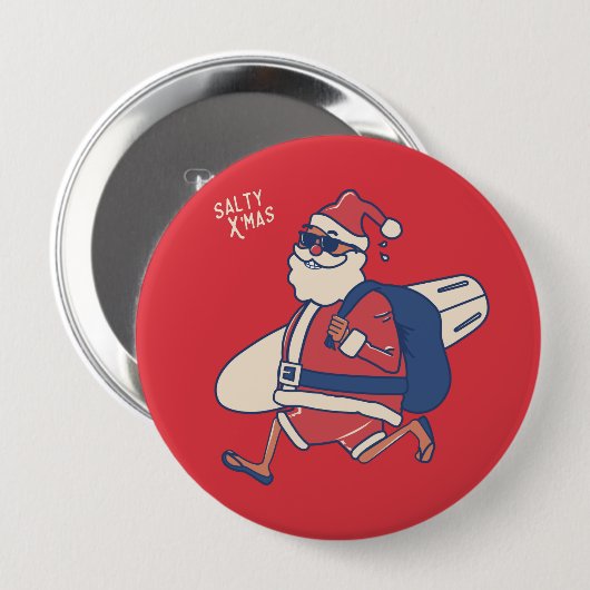 Mele Kalikimaka - Funny Santa Hawaiian Christmas Button (Vorne & Hinten)