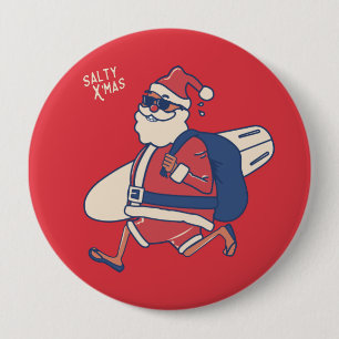 Mele Kalikimaka - Funny Santa Hawaiian Christmas Button