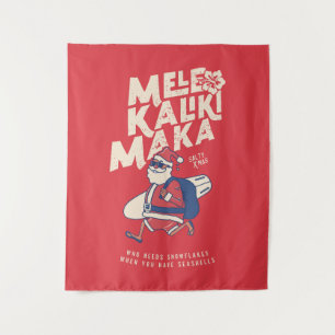 Mele Kalikimaka - Funny Santa Hawaiian Christmas T Wandteppich