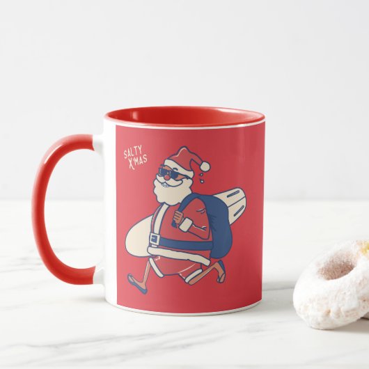 Mele Kalikimaka - Funny Santa Hawaiian Christmas Tasse (Mit Donut)