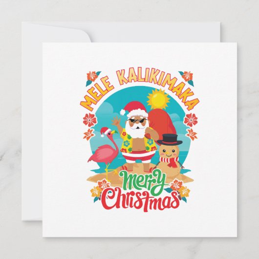 Mele Kalikimaka für ein helles hawaiianisches Weih Einladung (Rückseite)