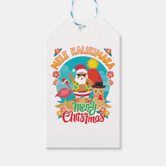 Mele Kalikimaka für ein helles hawaiianisches Weih Geschenkanhänger (Vorderseite)