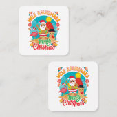 Mele Kalikimaka für ein helles hawaiianisches Weih Quadratische Visitenkarte (Vorne/Hinten)