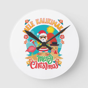 Mele Kalikimaka für ein strahlendes hawaiianisches Runde Wanduhr