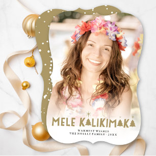Mele Kalikimaka Glow Modern Christmas Trees Photo Feiertagskarte