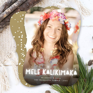 Mele Kalikimaka Glow Stars Modernes Foto Feiertagskarte