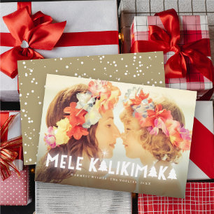 Mele Kalikimaka Glow Stars Modernes Foto Feiertagskarte