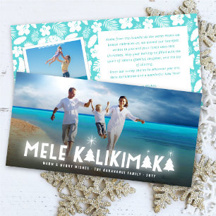 Mele Kalikimaka Glow Stars Modernes Foto Feiertagskarte