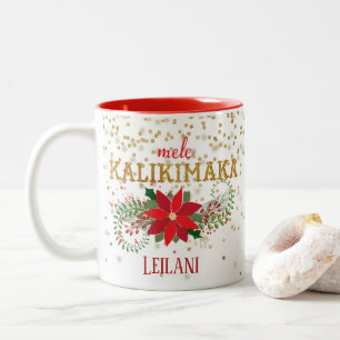 Mele Kalikimaka Gold Glitter Weihnachtsstern Zweifarbige Tasse