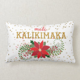 Mele Kalikimaka Gold Glitzer Poinsettia Lendenkissen