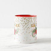 Mele Kalikimaka Gold Glitzer Poinsettia Zweifarbige Tasse (Mittel)
