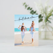 Mele Kalikimaka Handgerieftes Foto Feiertagspostkarte (Stehend Vorderseite)