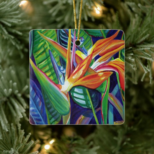 Mele Kalikimaka Hawaii Bird of Paradise Weihnachte Keramikornament (Baum)