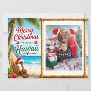 Mele Kalikimaka Hawaii Personalisierte Familienfot Feiertagskarte