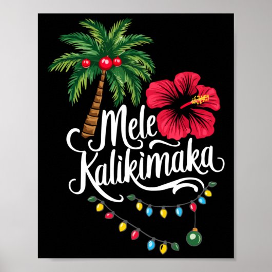 Mele Kalikimaka Hawaii Santa Hawaiian Merry Christ Poster (Vorne)