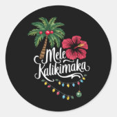 Mele Kalikimaka Hawaii Santa Hawaiian Merry Christ Runder Aufkleber (Vorderseite)