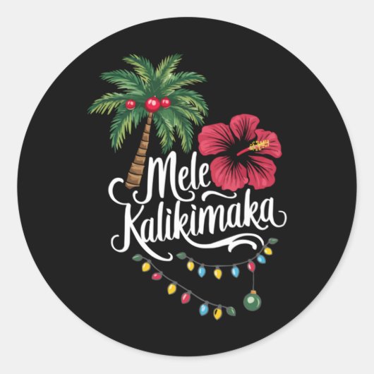 Mele Kalikimaka Hawaii Santa Hawaiian Merry Christ Runder Aufkleber (Vorderseite)