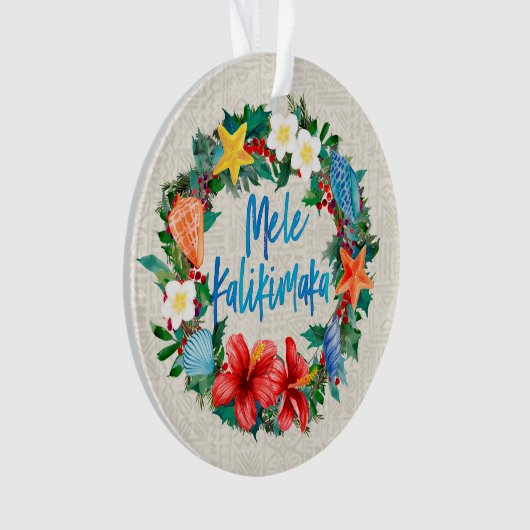 Mele Kalikimaka Hawaiian Beach Christmas Wreath Ornament (Vorderseite)