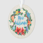 Mele Kalikimaka Hawaiian Beach Christmas Wreath Ornament (Vorderseite)