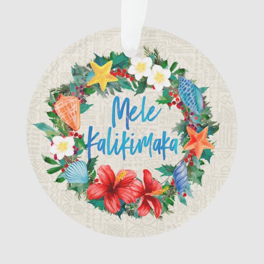 Mele Kalikimaka Hawaiian Beach Christmas Wreath Ornament (Vorderseite)
