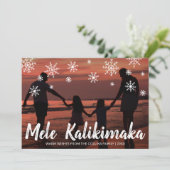 Mele Kalikimaka Hawaiian Beach Foto Weihnachten (Stehend Vorderseite)